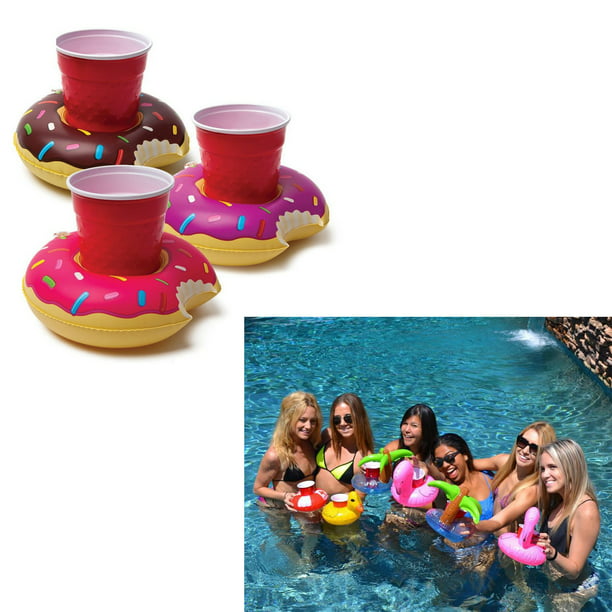 3 X Inflatable Rainbow Floating Drink Holder Swimming Pool Beach for sale online